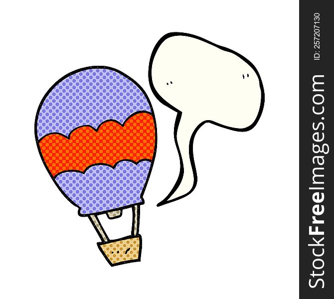 freehand drawn comic book speech bubble cartoon hot air balloon