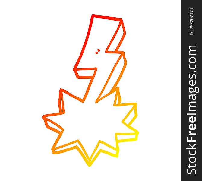 warm gradient line drawing of a cartoon lightning strike