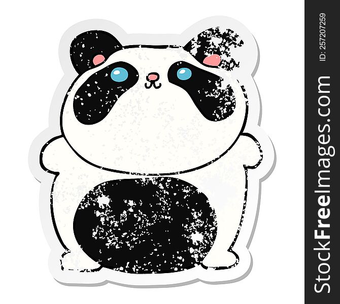 distressed sticker of a cartoon panda