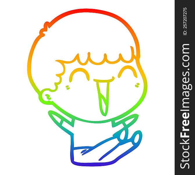 Rainbow Gradient Line Drawing Cartoon Happy Man Laughing