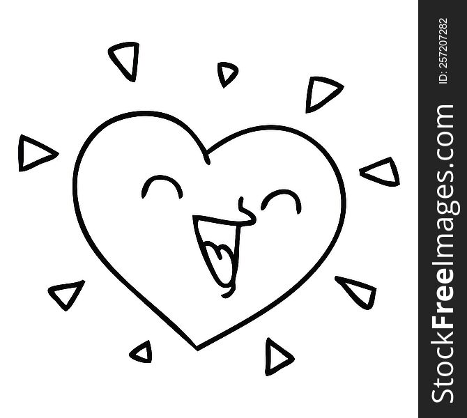 line drawing quirky cartoon happy heart. line drawing quirky cartoon happy heart