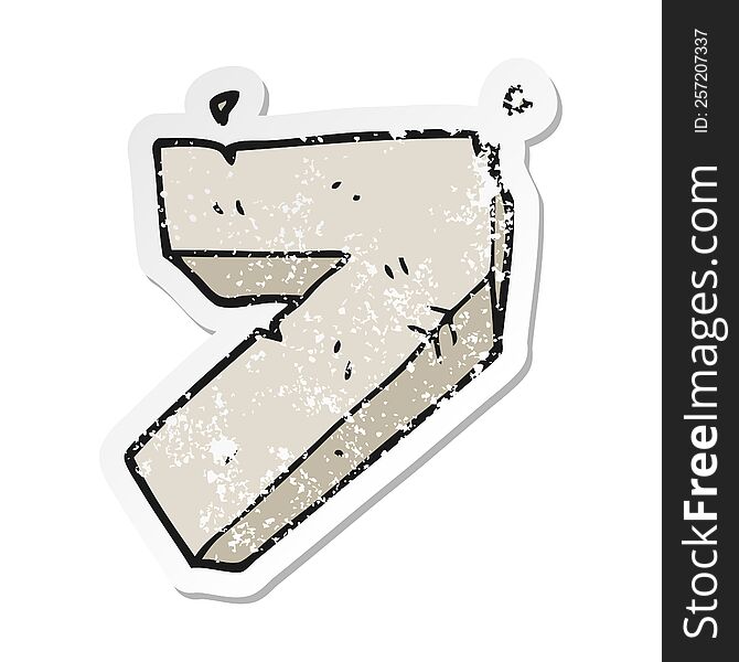 retro distressed sticker of a cartoon stone number seven