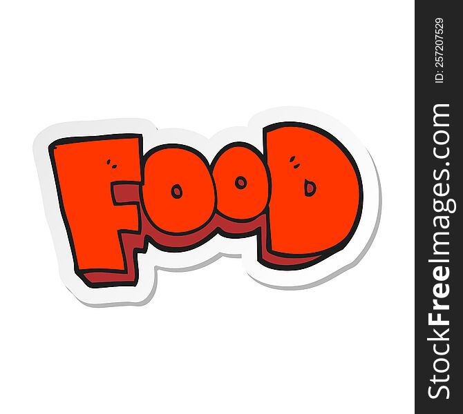 Sticker Of A Cartoon Word Food