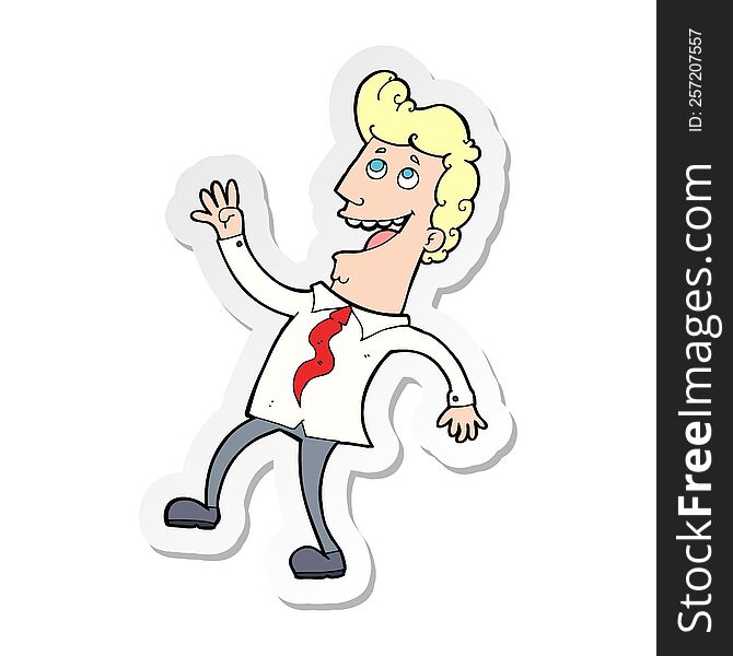 Sticker Of A Cartoon Happy Office Man