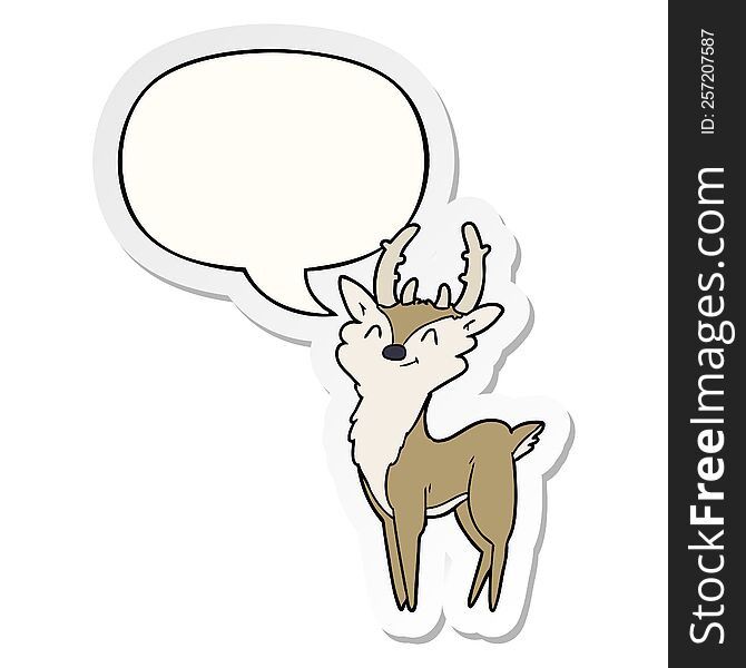 cartoon happy stag with speech bubble sticker