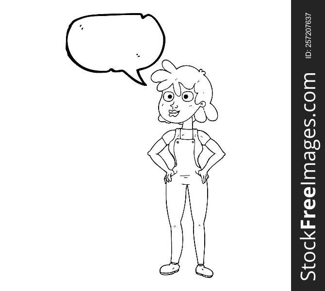 Speech Bubble Cartoon Farmer Girl