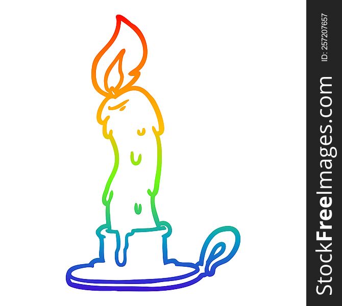 Rainbow Gradient Line Drawing Spooky Old Candle
