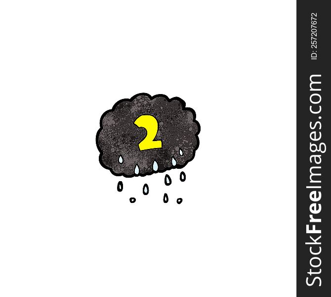 cartoon raincloud with number two