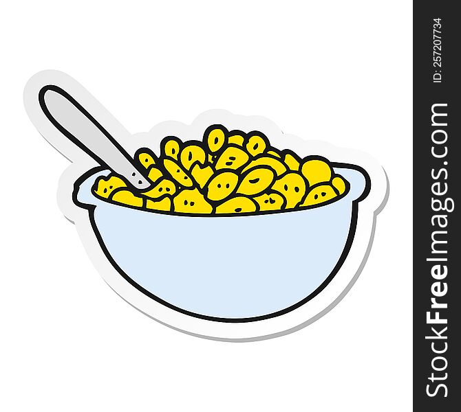 Sticker Of A Cartoon Bowl Of Cereal