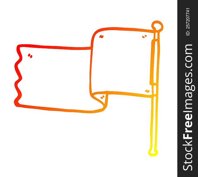 warm gradient line drawing of a cartoon red flag