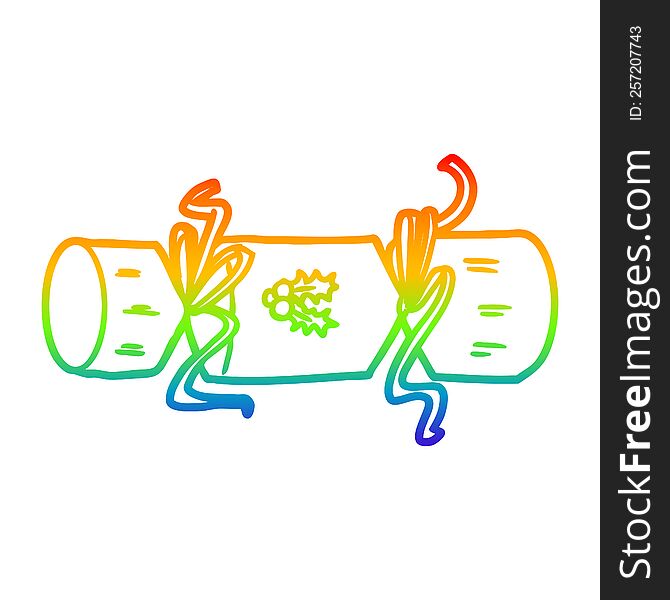 Rainbow Gradient Line Drawing Xmas Cracker Cartoon