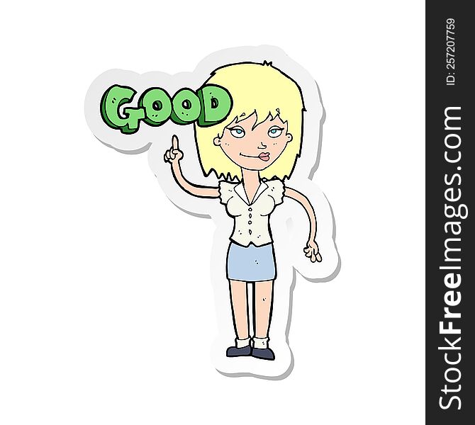 Sticker Of A Cartoon Woman Doing Good