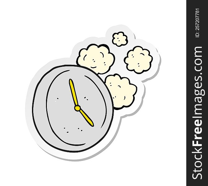 sticker of a cartoon ticking clock
