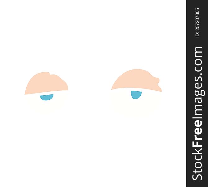 Flat Color Illustration Of A Cartoon Tired Eyes