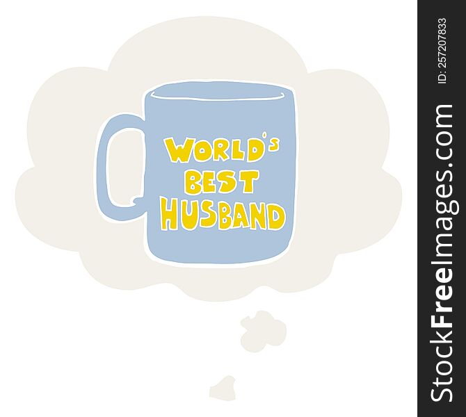 Worlds Best Husband Mug And Thought Bubble In Retro Style