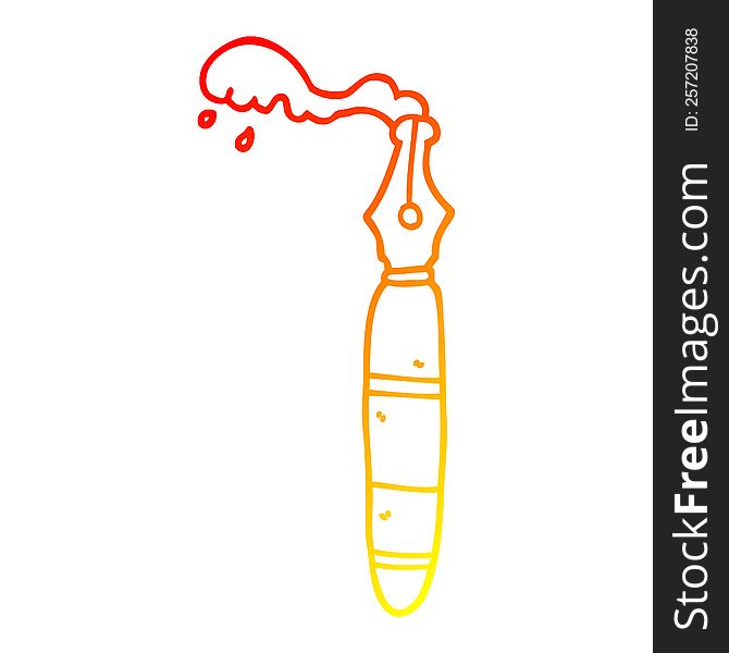 warm gradient line drawing of a cartoon fountain pen