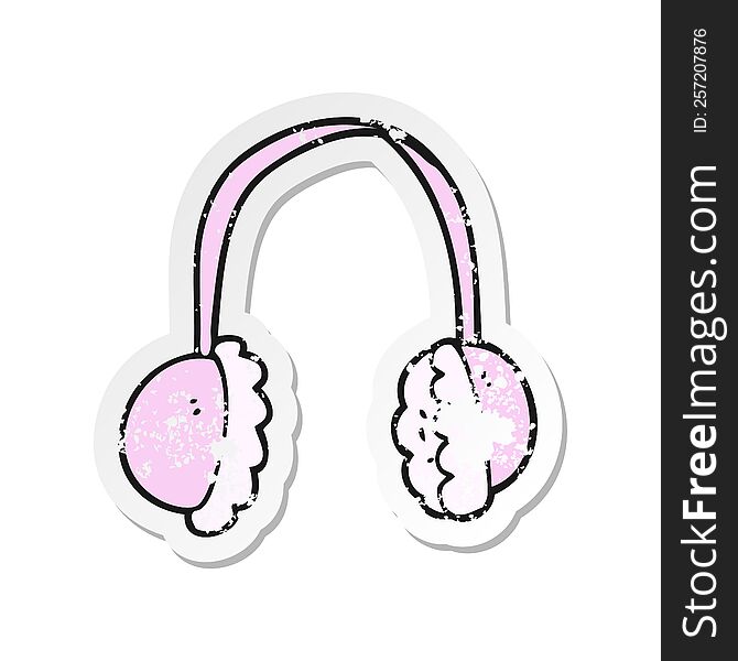 retro distressed sticker of a cartoon ear muffs