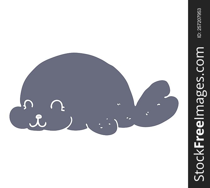 cute flat color style cartoon seal