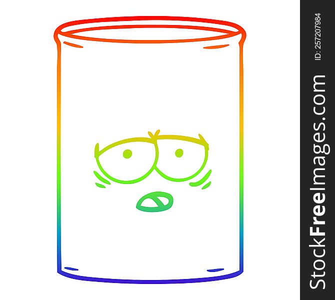 rainbow gradient line drawing of a cartoon oil drum