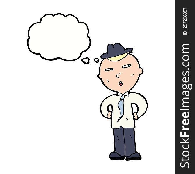 Cartoon Man Wearing Hat With Thought Bubble