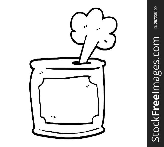 line drawing cartoon can of food being opened