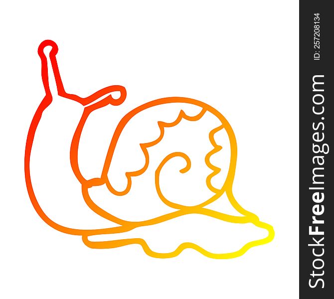 warm gradient line drawing of a cartoon snail