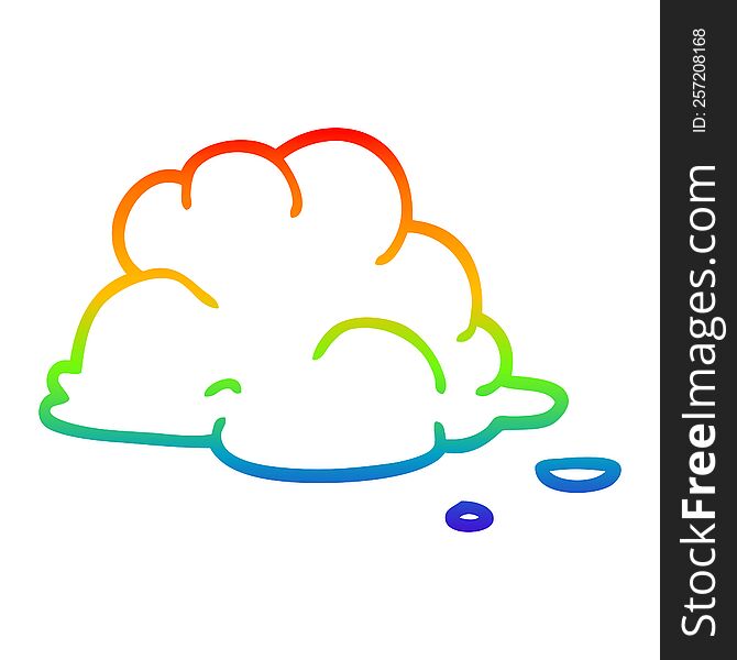 rainbow gradient line drawing of a cartoon fluffy white clouds