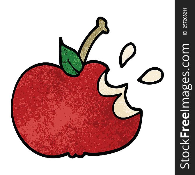 cartoon doodle juicy bitten apple