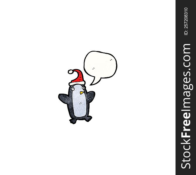 cartoon penguin in xmas hat