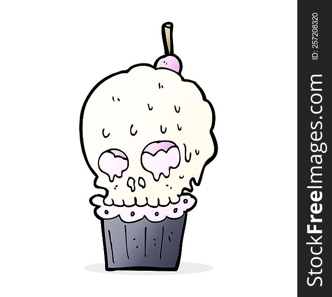 Cartoon Spooky Skull Cupcake