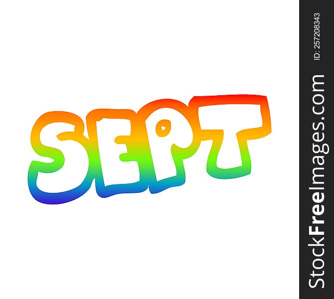 Rainbow Gradient Line Drawing Cartoon Month Of September