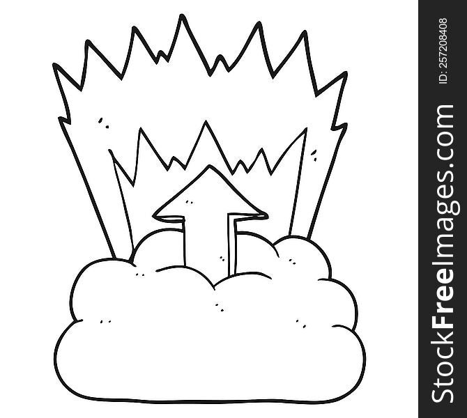 freehand drawn black and white cartoon upload to the cloud