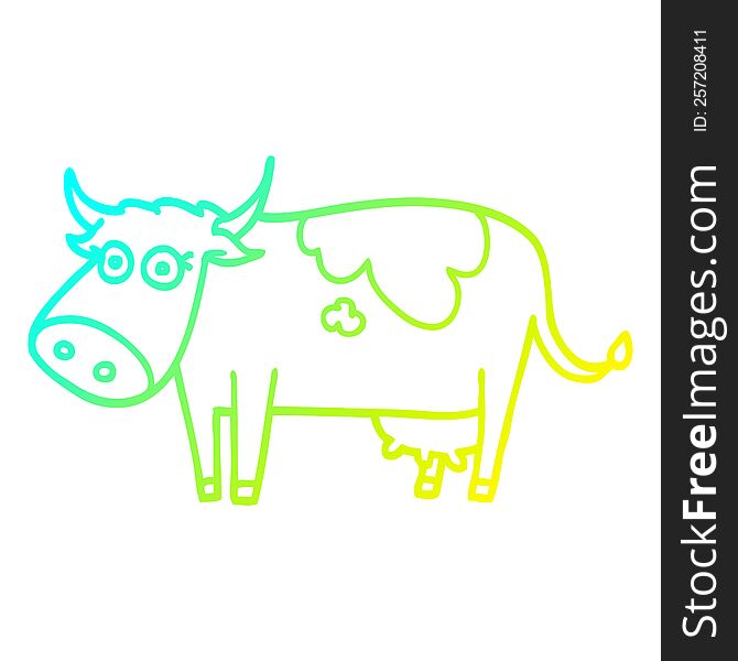 cold gradient line drawing cartoon farm cow