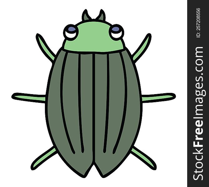 Quirky Hand Drawn Cartoon Beetle