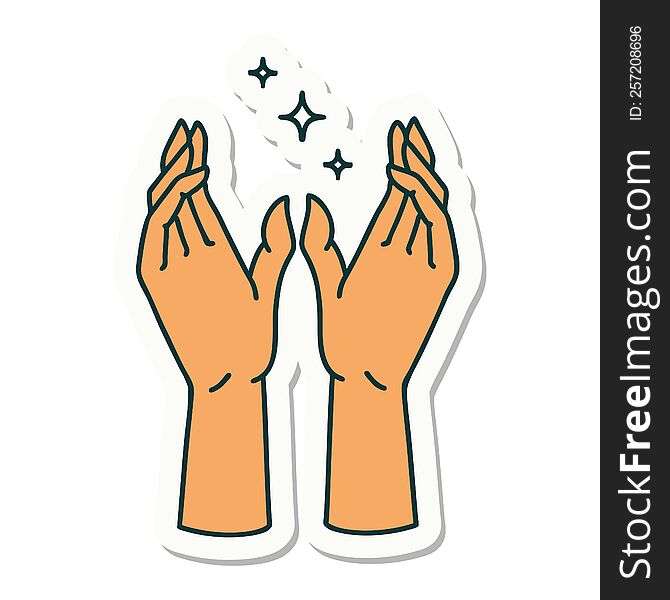 Tattoo Style Sticker Of Reaching Hands