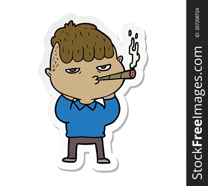 sticker of a cartoon man smoking