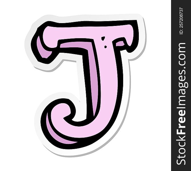 Sticker Of A Cartoon Letter J