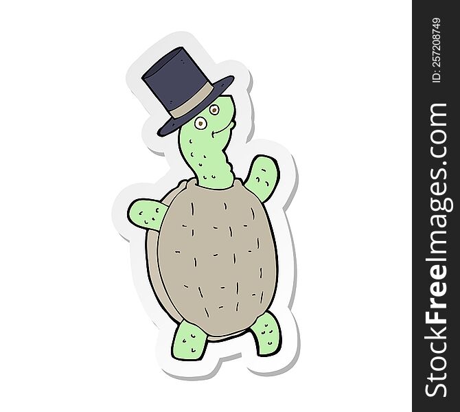 sticker of a cartoon turtle in top hat