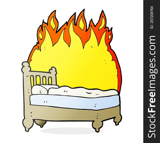freehand drawn cartoon beds are burning
