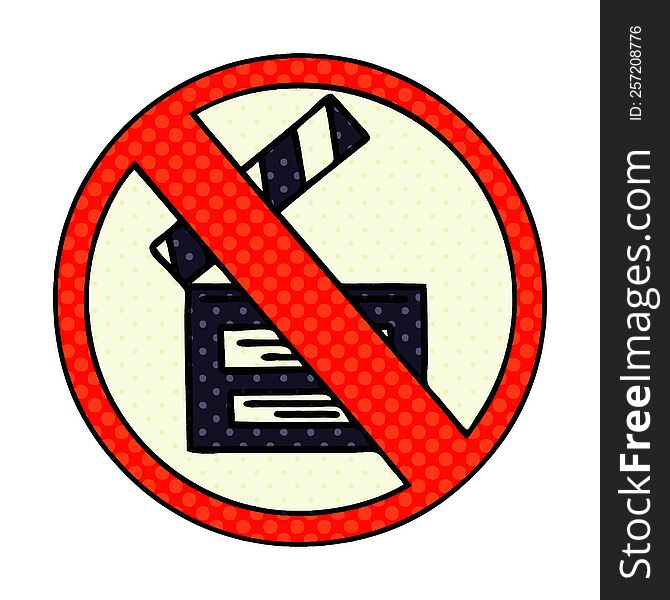 comic book style cartoon of a no directing sign