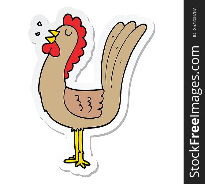 Sticker Of A Cartoon Rooster