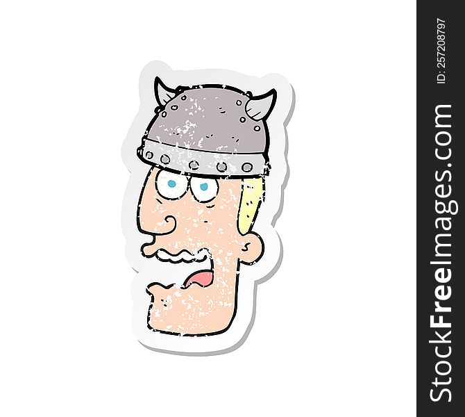 retro distressed sticker of a cartoon screaming warrior man