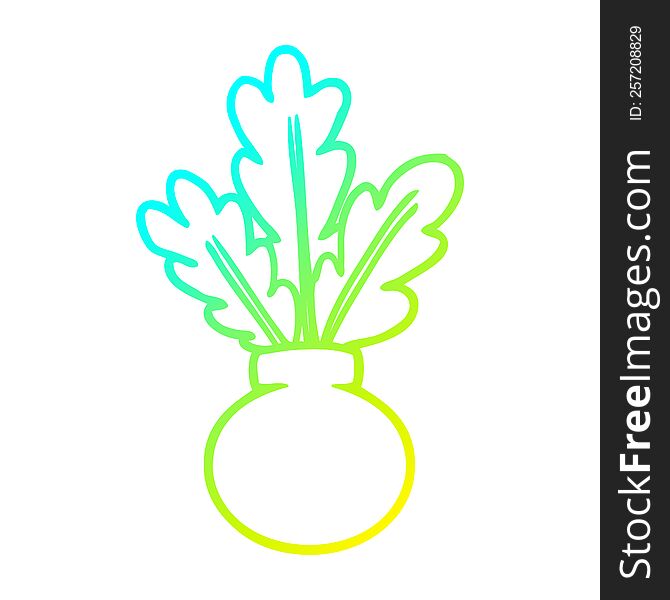 cold gradient line drawing  houseplant in vase