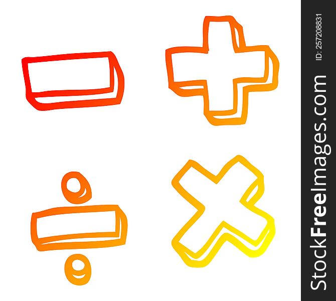 Warm Gradient Line Drawing Cartoon Math Symbols