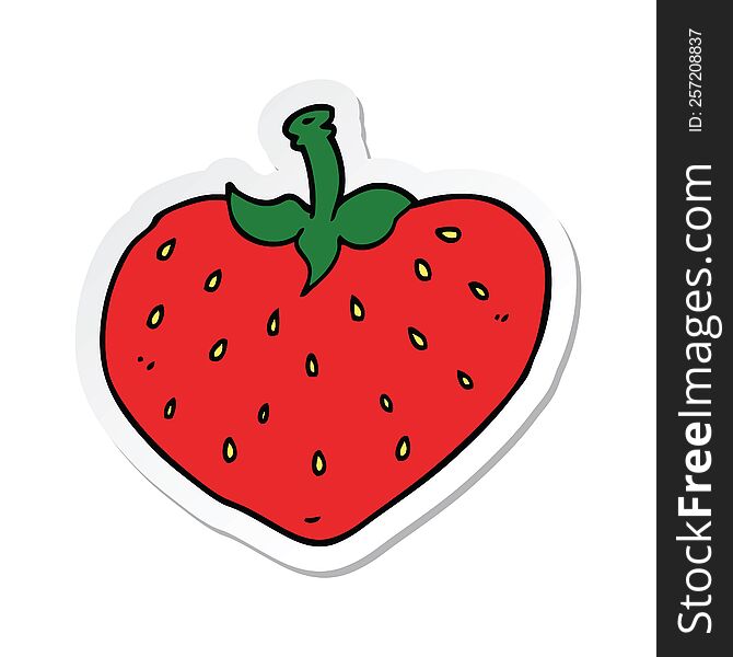 Sticker Of A Cartoon Strawberry