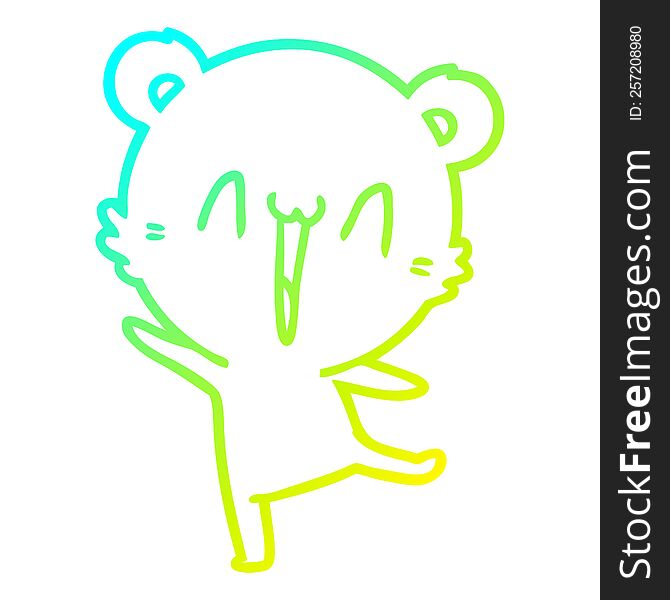 Cold Gradient Line Drawing Happy Bear Cartoon