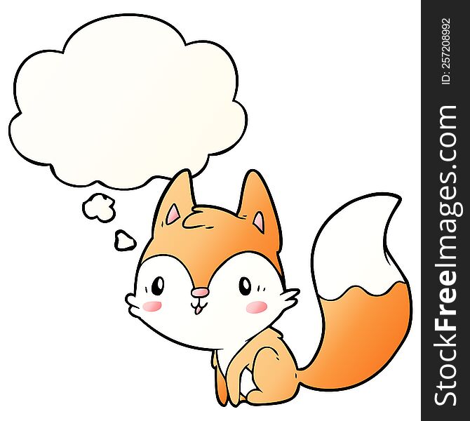 Cartoon Fox And Thought Bubble In Smooth Gradient Style