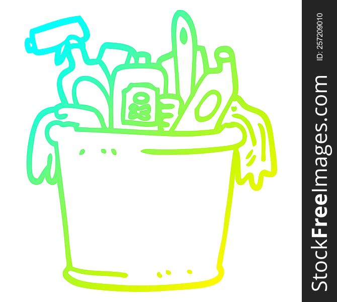 cold gradient line drawing cartoon house cleaning products