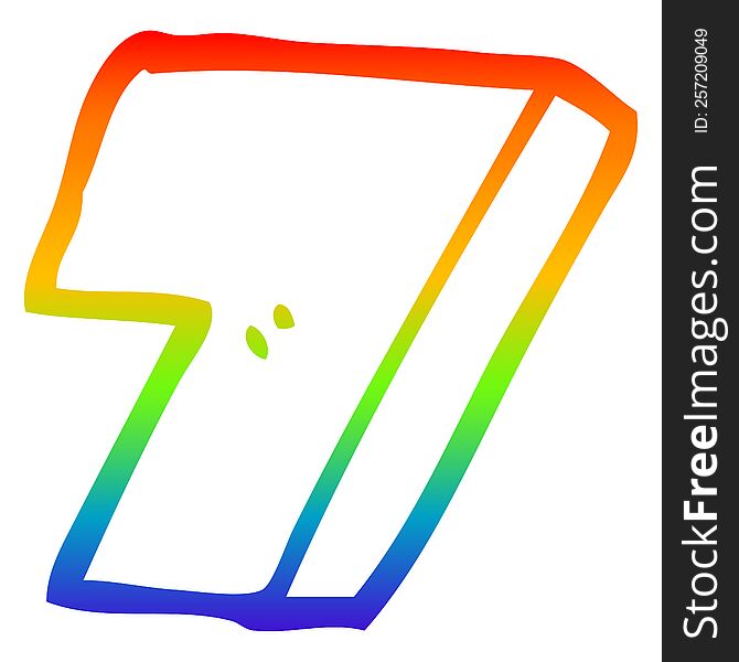 Rainbow Gradient Line Drawing Cartoon Number Seven