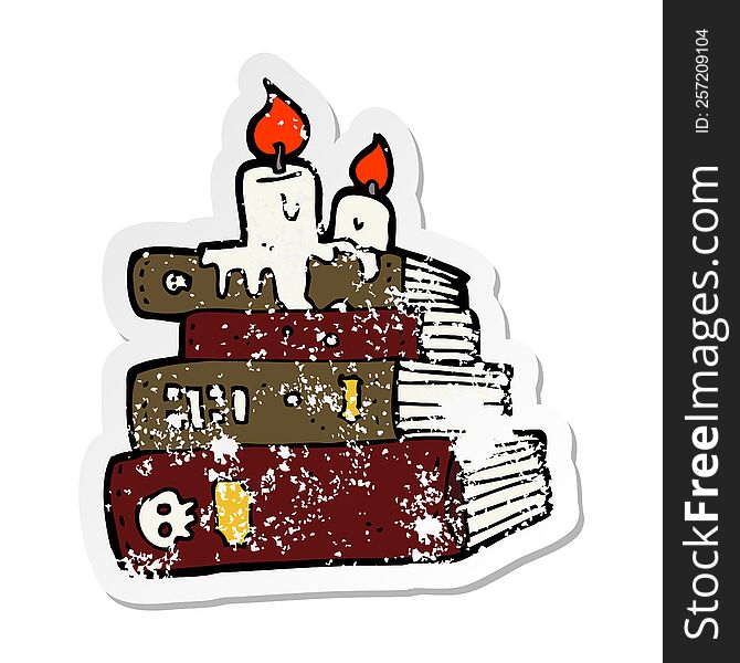 Retro Distressed Sticker Of A Cartoon Spooky Old Books